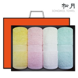 Songwol Towel AB Prime Plain 40 Simple Design 4 Piece Fully Packaged Gift Set, Light Gray 4 Piece / 송월타올 AB프라임무지40 심플디자인 4장 완포장 선물세트, 연회색4장
