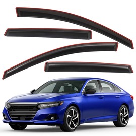 Lightronic Extra Durable Clip-on in-Channel Auto Vent Window Visor, Fits 2018-2022 Honda Accord Sedan, UV Protection Rain Guard, Original Wind Deflector, No-Drill Easy Install, Dark Smoke, 4-Pcs