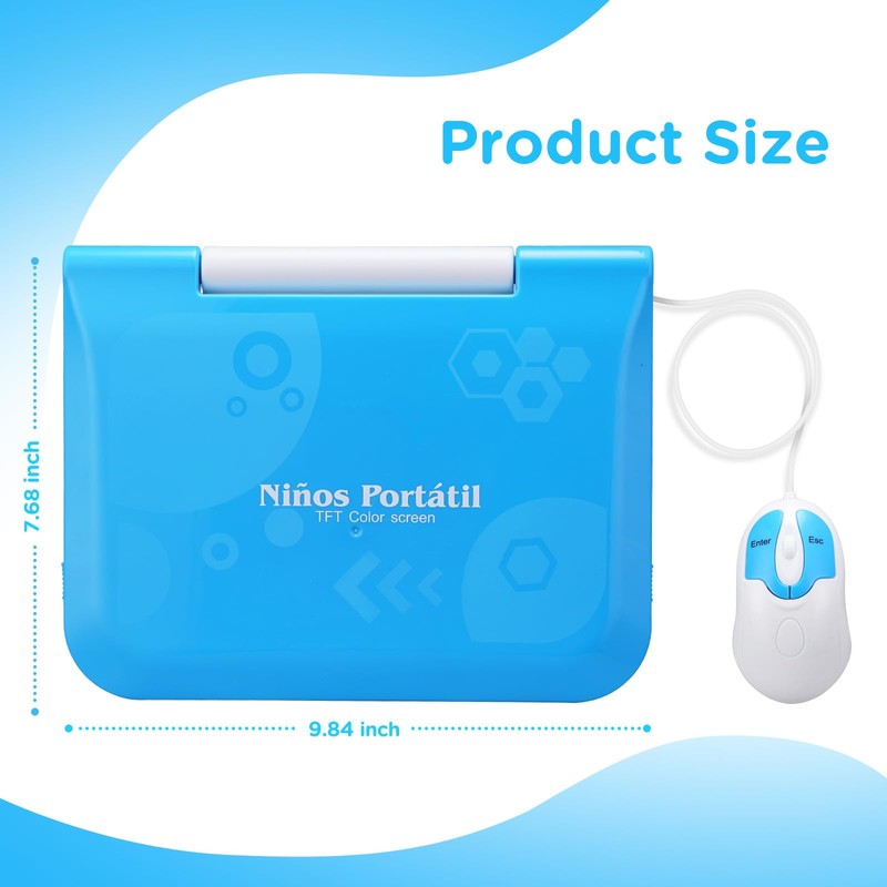 Educational and Bilingual Laptop Spanish/English, Color Screen Learning Laptop with