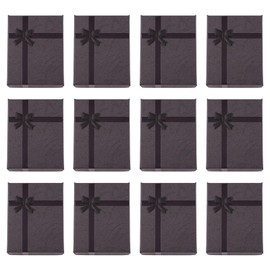 Cheriswelry 12Pcs Black Gift Box with Lid Christmas Gift Box Cotton-Filled Storage Case 3.54"x2.76" Necklace Bracelet Earring Box for Party Decoration Wedding Party Birthday Engagement
