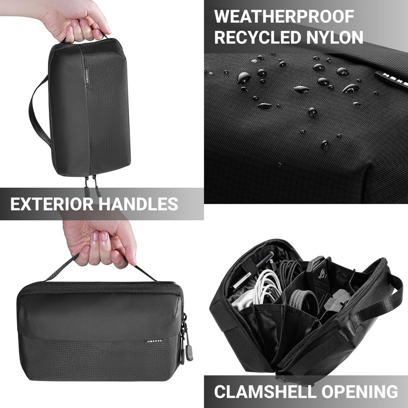 HEXCAL Tech Pouch - Water-Resistant Electronics Travel Organizer with 20+