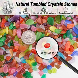 0.5 Lb/230g Multicolor Cat Eye Stones Pebbles Polished Aquarium Rocks Gravel, 7-9mm Natural Gemstones Tumbled Chips Bulk for Aquarium, Vase Fillers, Succulent Plants Decor