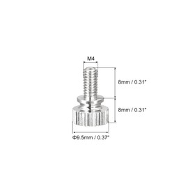 sourcing map Knurled Screws M4 x 8 mm Brass Shoulder Screws Handle Knobs Fasteners Nickel-Plated Pack of 2