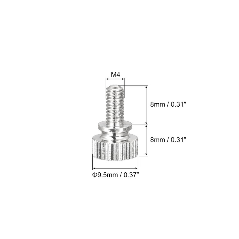 sourcing map Knurled Screws M4 x 8 mm Brass Shoulder