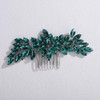 Teyglen Peacock Green Crystal Bridal Hair Comb Full Rhinestone Wedding