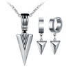 INFINIONLY Men's Stainless Steel Arrows Necklace Earrings Jewellery Sets Fashion