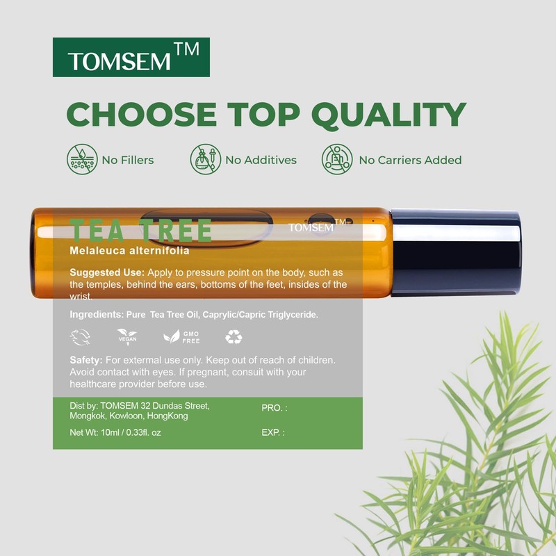 TOMSEM Australian Tea Tree Oil Roll On - Premium Therapeutic