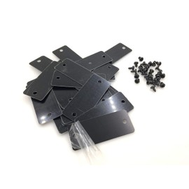 Ebamaz Anodized Aluminium Lable Tags Blank 5 x 2 x 0.05 cm Name Plate Round Corners Metal Sign Pack of 25 (with 2 Holes, No Glue, Black)