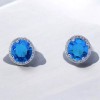 Sapphire Rhodium Plated with Simulated Sapphire & Cubic Zirconia Round