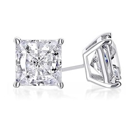 Paris Jewelry® 18k White Gold 1 Ct Created White Sapphire Princess Cut Plated Stud Earrings