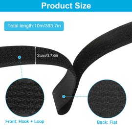 10 m Velcro Tape with 50 Metal Buckles Velcro Cable Ties Free Cut to Size Velcro Tape Cable Ties Resealable Velcro Straps 2 cm Wide for Cable Organising Hoses Cords