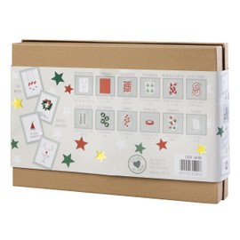 Loveria Rudolph Christmas Card Craft Set, 16 Pre-Drawn Postcards, 16 Red Envelopes, Including Satin Bow, Sticker, Pompom, Washi Tape and Other Craft Accessories, Rudolph