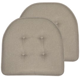 Sweet Home Collection Chair Cushion Memory Foam Pads Tufted Slip Non Skid Rubber Back U-Shaped 17" x 16" Seat Cover, 2 Count (Pack of 1), Khaki