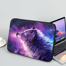 Showudesigns Galaxy Wolf Computer Sleeve for Men Durable Laptop Protector 12 inch Slightly Laptop Tote Bag Glad for Business Trip Laptop Bag Starry Sky Briefcase