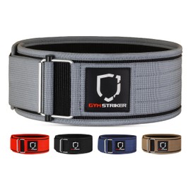 Gym Striker® Weight Lifting Belt Premium Self-Locking Gym Belts weightlifting belt Adjustable Back Lumbar Support Fitness Belt Athlete preferred Powerlifting Deadlift CrossFit Dip Squat [Grey, XL]