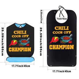 BWWKTOP Chili Cook Off Adult Bibs With Crumb Catcher Hot Chili Pepper Bib Adjustable Dining Clothing Protectors For Chili Chef (Chili Cook bib)