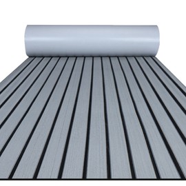 FOCEAN Boat Flooring EVA Foam Boat Decking Faux Teak Marine Flooring Marine Mat Sheet for Motorboat RV Yacht Kayak Surfboard, 94.5''x 23.6'', Grey with Black Lines