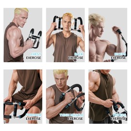 Twister Arm Trainer for Men 5 Level Resistance (45-110 lbs) Chest Workout Equipment for Women Exerciser Bar Biceps Triceps Forearm Abdominal Thigh Back Muscle Exerciser (Blue)