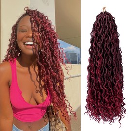 Faux Locs 18 Inch Boho Goddess Crochet Hair 7 Packs Pre-Looped for Black Women River Locs With Curly Ends (1B/Bug)