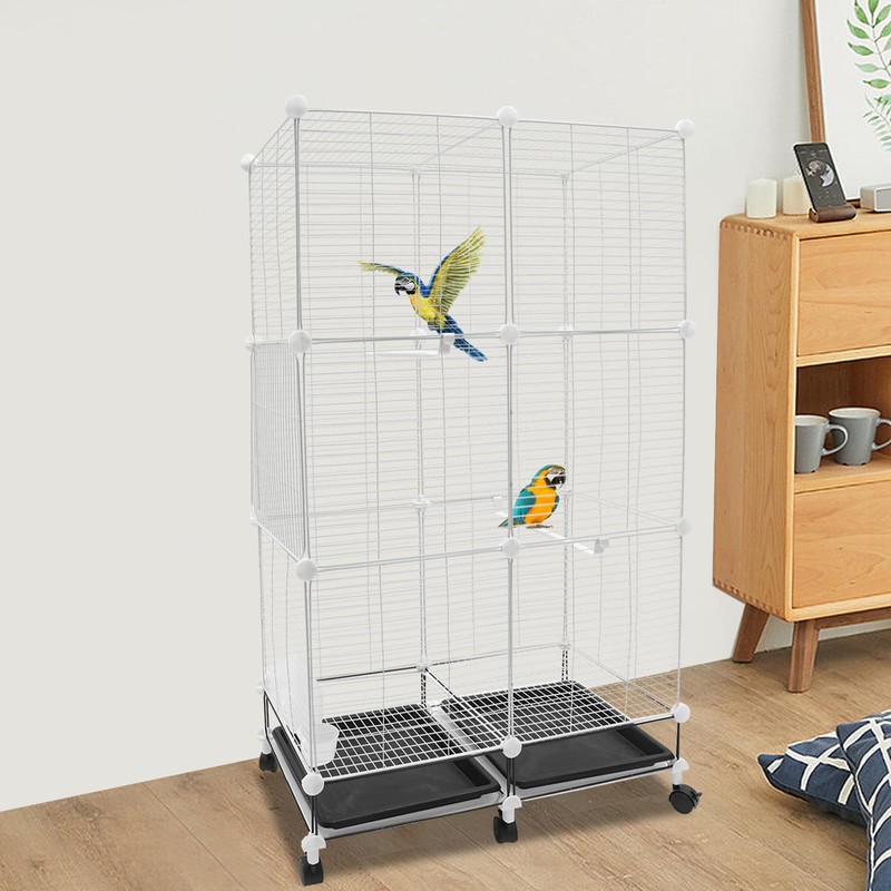 Giciashop 49-Inch Wrought Iron Bird Cage, 3 Tier Large Bird