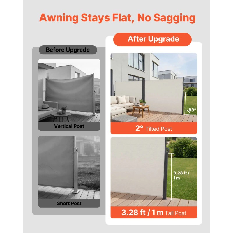 71\" X 236\" Outdoor Patio Side Awning 180 G/m2 Waterproof