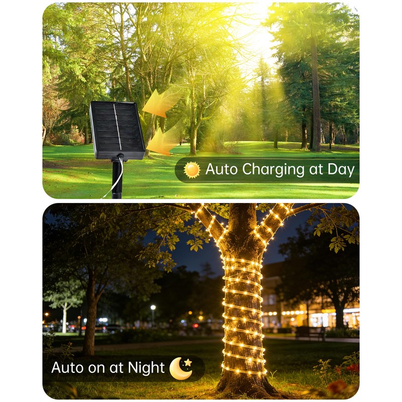 Solar Rope Lights Outdoor, 2 Packs Total 144FT 400LED Solar