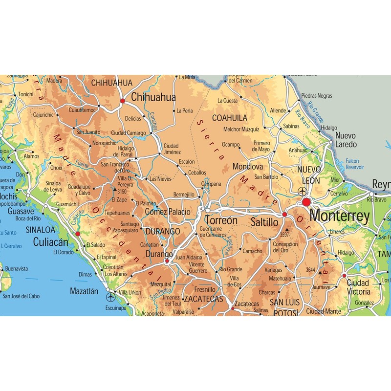 Mexico Physical Map - 16.53 x 23.38 inches - Paper