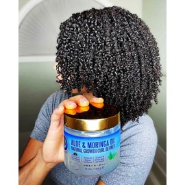 Nefertiti's Secrets Natural Growth Curl Definer | Aloe Vera and Moringa Oil for Hair Growth & Moisture | Strong Hold | Frizz Controller | Curly Hair Products for Women | 8 oz / 237 mL