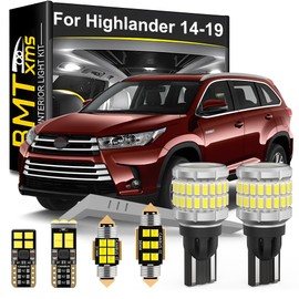 BMT xms LED Interior Light Kit Replacement for Toyota Highlander 2014-2019, Super Bright 6000K White Interior Light + 912 LED Backup Reverse Light, 15 Pieces