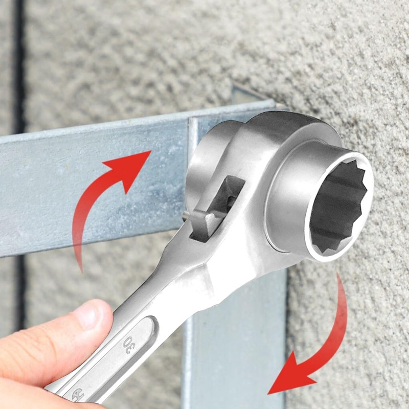 WEDO Stainless Steel Scaffold Podger Ratchet Wrench,Double Side 12 Point