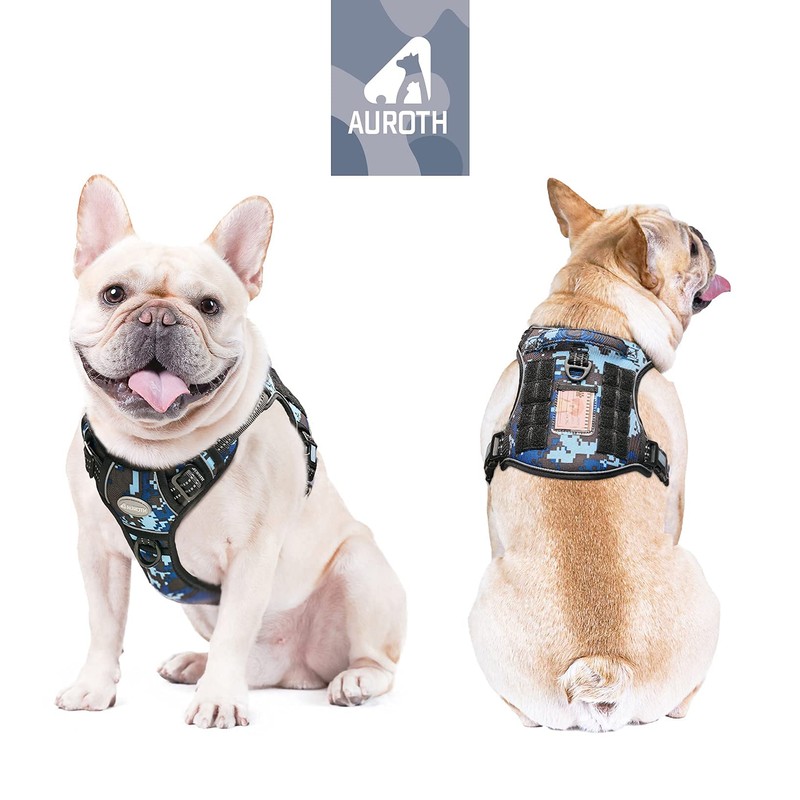 Auroth Tactical Anti Pull Dog Harness, Adjustable, Breathable, Reflective, Military