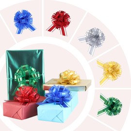 20 Pcs Pull Bows for Gift Wrapping, 5 Types of 6 Inches Gift Bows with Ribbon For Wedding, Valentines Day, Birthday, Anniversary, Florist Packaging ，Flower Bouquets and Basket (Mixed metal color)