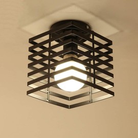 iDEGU Industrial Ceiling Light Cage Chandelier Metal Iron Light for Bedroom, Kitchen, Hallway, Black