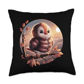 Autumn Chubby Birdie Throw Pillow