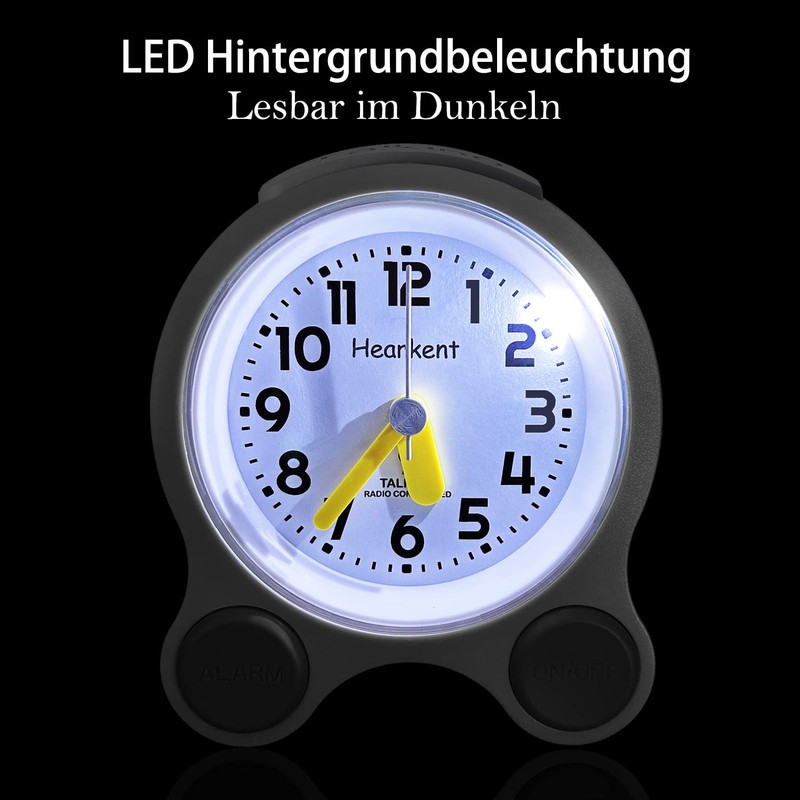Hearkent Talking Alarm Clock with German Pleasant Voice, Backlight and
