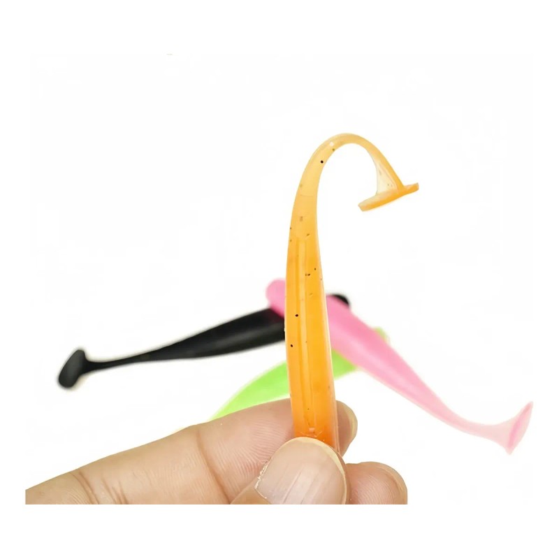 20 Señuelos De Goma T-tail, Color Aleatorio,cebo Para Lubina