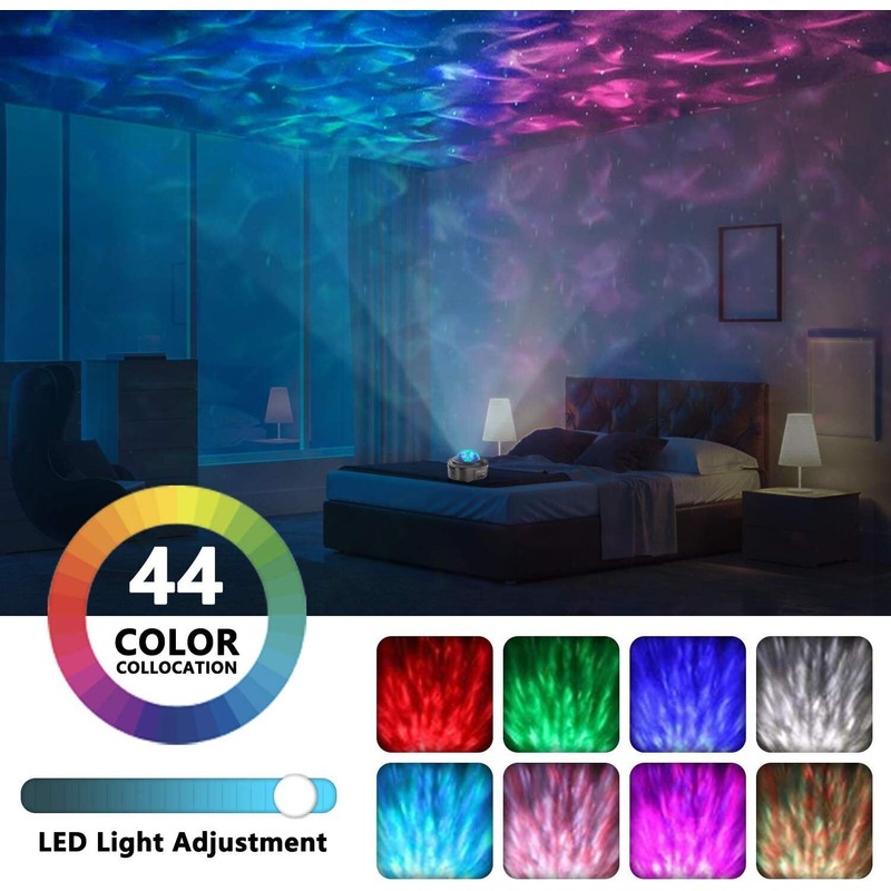 Starry Sky LED Moon Mood Night Light Projector w Speaker,