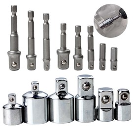 Dilightnews Pack of 6 Socket Spanner Nuts, 8 Pieces Socket Spanner Nut Adapter, Ratchet Socket Spanner 8 in 1 for 1/4 to 3/8 to 1/4 Inch, 3/8 to 1/2-1/2 to 3/8 Inch, 1/4 to 1/2-1/2 to 1/4 Inch