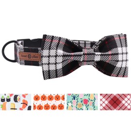 lionet paws Dog Collar with Bow Tie, Durable Comfortable Cotton Collar with Metal Click Fastening or Lead For Dogs And Cats