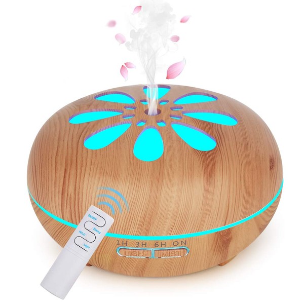 GeeRic Aroma Diffuser, 550 ml. Ultrasonic Humidifier Aromatherapy Oil Burner with 7 LED Colours