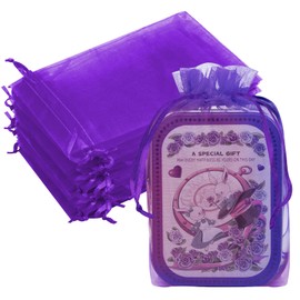 Crweety Organza Bags 6x9 In 50 Pcs Premium Organza Gift Bags Sachet Bags Mesh Bags Drawstring for Party Favor (Purple)