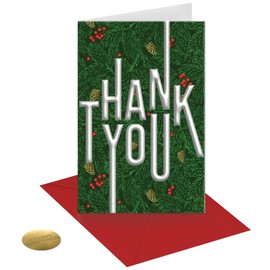 easykart labels 12 Christmas Thank You Cards with Envelopes & Sealing Stickers, Embossed Cards - Blank Inside 5.5x4 Inch Thank You Cards