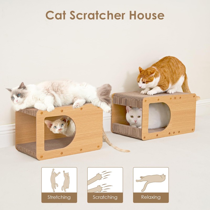 EHEYCIGA Cardboard Cat Scratcher House, 17-Inch Corrugated Cat Scratcher for