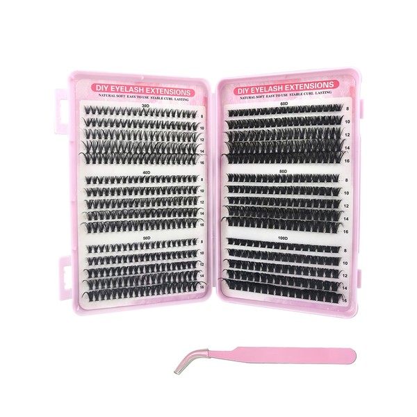 JUKOTA Pack of 600 Eyelash Extensions 30-40-50-60-80-100 D Curl Lash