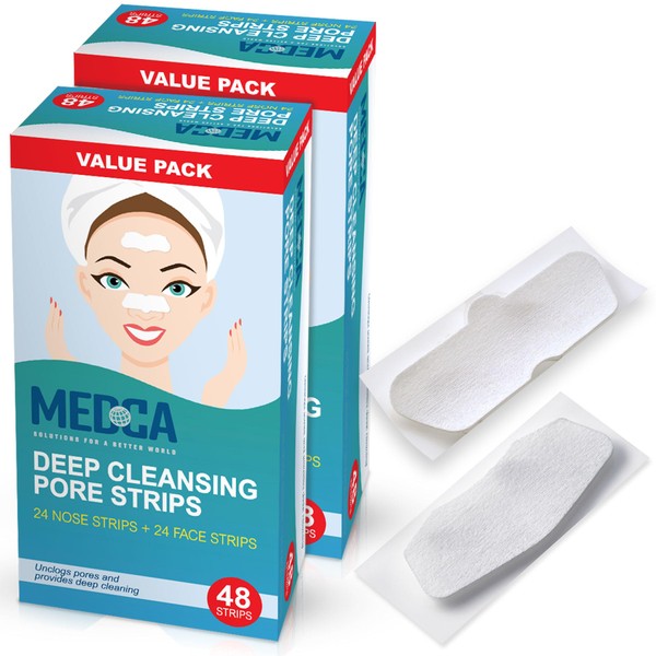 MEDca Deep Cleansing Blackhead Pore Strips - Pack of 96 Peel - Off Blackhead Remover and Pore Unclogging Strips for Nose and Face, Chin, Forehead & Healthier Looking Skin