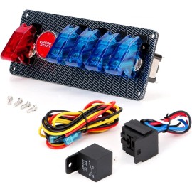 VEHITO Carbon Ignition Switch Panel Car Racing SwitchPanel with LED Toggle Push Button