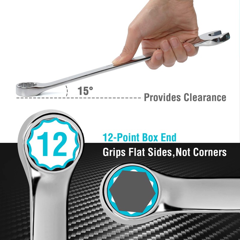 DURATECH Combination Wrench Set, Metric, 15-Piece, 8, 9, 10, 11,