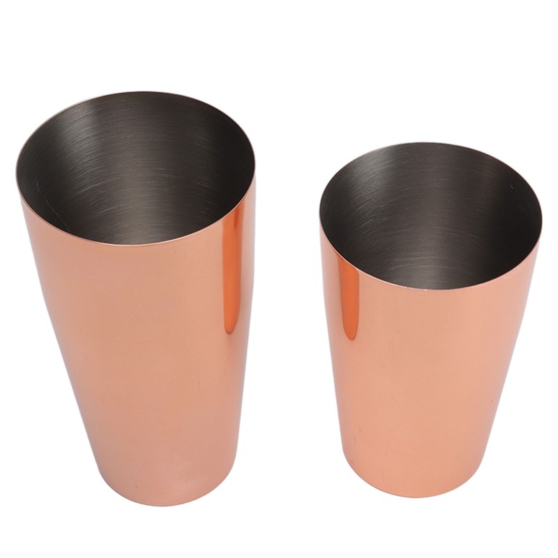 Boston Cocktail Shaker Stainless Steel Rose Gold Glossy Surfaces Leakproof