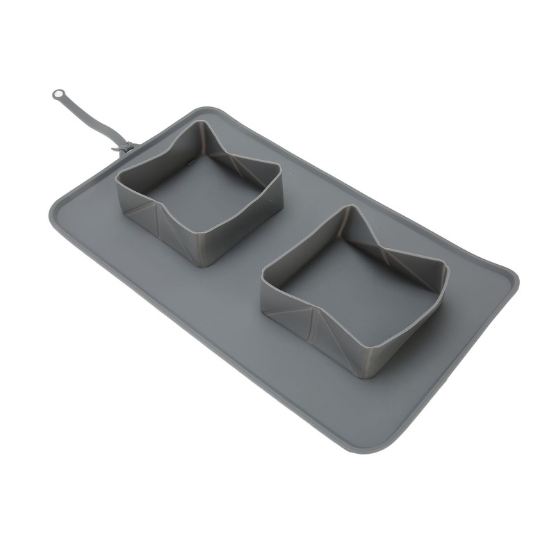 Silicone Double Bowl Dog Mat Foldable Anti Slip Pet Food