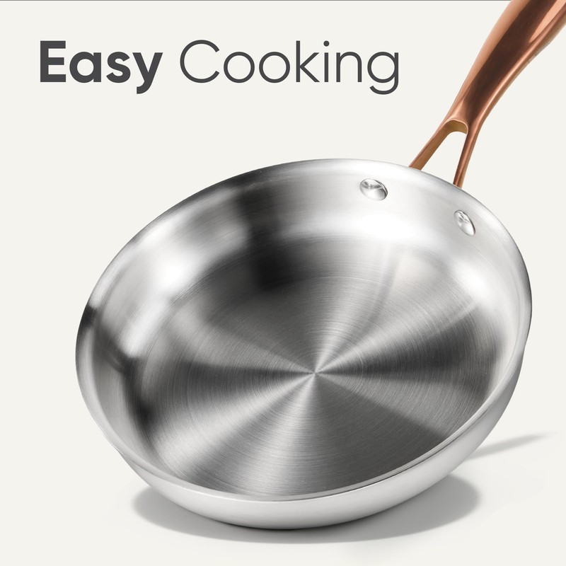 CAROTE 8"+10" Stainless Steel Frying Pan Set, Non-Toxic PTFE &